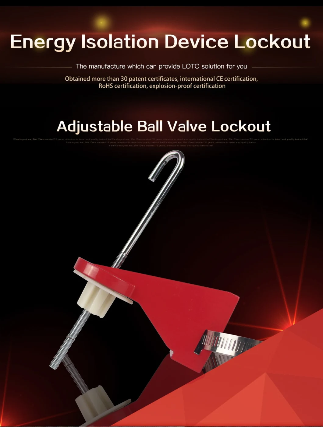 Adjustable Ball Valve Lockout for 10mm to 150mm Diameter Valves